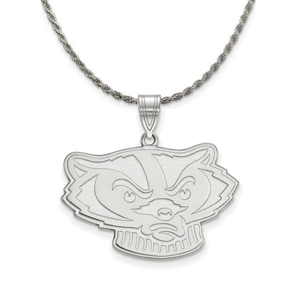 Sterling Silver U. of Wisconsin Large Badgers Necklace - 22...